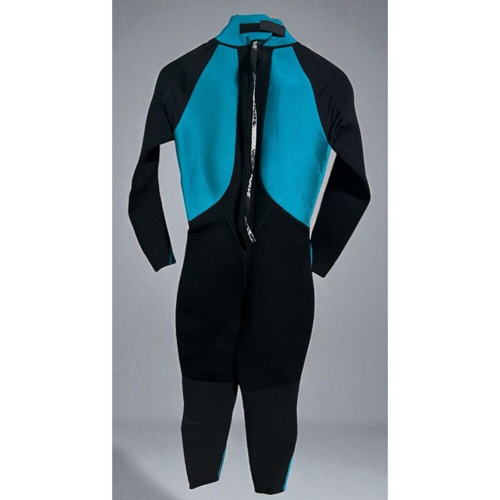 Heat Wave ProAm Wetsuit Women’s Full Size 9/10 Black Teal Reinforced Knees Surf - Picture 2 of 4